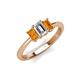 3 - Daria 6x4 mm Emerald Cut Certified Lab Grown Diamond and Citrine Side Gallery Work Three Stone Engagement Ring 