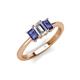 3 - Daria 6x4 mm Emerald Cut Certified Lab Grown Diamond and Iolite Side Gallery Work Three Stone Engagement Ring 