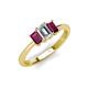 3 - Daria 6x4 mm Emerald Cut Certified Lab Grown Diamond and Rhodolite Garnet Side Gallery Work Three Stone Engagement Ring 