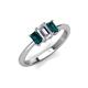 3 - Daria 6x4 mm Emerald Cut Certified Lab Grown Diamond and London Blue Topaz Side Gallery Work Three Stone Engagement Ring 
