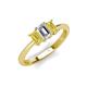 3 - Daria 6x4 mm Emerald Cut Certified Lab Grown Diamond and Yellow Sapphire Side Gallery Work Three Stone Engagement Ring 