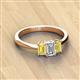 2 - Daria 6x4 mm Emerald Cut Certified Lab Grown Diamond and Yellow Sapphire Side Gallery Work Three Stone Engagement Ring 