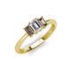 3 - Daria 6x4 mm Emerald Cut Certified Lab Grown Diamond and Smoky Quartz Side Gallery Work Three Stone Engagement Ring 