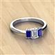 2 - Daria 6x4 mm Emerald Cut Certified Lab Grown Diamond and Blue Sapphire Side Gallery Work Three Stone Engagement Ring 