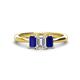 1 - Daria 6x4 mm Emerald Cut Certified Lab Grown Diamond and Blue Sapphire Side Gallery Work Three Stone Engagement Ring 
