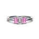 1 - Daria 6x4 mm Emerald Cut Certified Lab Grown Diamond and Pink Sapphire Side Gallery Work Three Stone Engagement Ring 