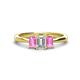 1 - Daria 6x4 mm Emerald Cut Certified Lab Grown Diamond and Pink Sapphire Side Gallery Work Three Stone Engagement Ring 