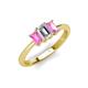 3 - Daria 6x4 mm Emerald Cut Certified Lab Grown Diamond and Pink Sapphire Side Gallery Work Three Stone Engagement Ring 