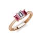 3 - Daria 6x4 mm Emerald Cut Certified Lab Grown Diamond and Pink Tourmaline Side Gallery Work Three Stone Engagement Ring 