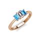 3 - Daria 6x4 mm Emerald Cut Certified Lab Grown Diamond and Blue Topaz Side Gallery Work Three Stone Engagement Ring 