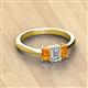 2 - Daria 6x4 mm Emerald Cut Certified Lab Grown Diamond and Citrine Side Gallery Work Three Stone Engagement Ring 