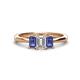 1 - Daria 6x4 mm Emerald Cut Certified Lab Grown Diamond and Iolite Side Gallery Work Three Stone Engagement Ring 