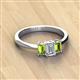 2 - Daria 6x4 mm Emerald Cut Certified Lab Grown Diamond and Peridot Side Gallery Work Three Stone Engagement Ring 