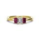1 - Daria 6x4 mm Emerald Cut Certified Lab Grown Diamond and Rhodolite Garnet Side Gallery Work Three Stone Engagement Ring 