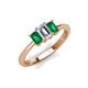 3 - Daria 6x4 mm Emerald Cut Certified Lab Grown Diamond and Emerald Side Gallery Work Three Stone Engagement Ring 