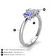 4 - Daria 6x4 mm Emerald Cut Diamond and Tanzanite Side Gallery Work Three Stone Engagement Ring 