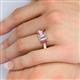 5 - Daria 6x4 mm Emerald Cut Diamond and Pink Tourmaline Side Gallery Work Three Stone Engagement Ring 