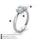 4 - Daria 6x4 mm Emerald Cut Diamond and Aquamarine Side Gallery Work Three Stone Engagement Ring 