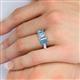 5 - Daria 6x4 mm Emerald Cut Diamond and Blue Topaz Side Gallery Work Three Stone Engagement Ring 