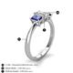 4 - Daria 6x4 mm Emerald Cut Diamond and Iolite Side Gallery Work Three Stone Engagement Ring 