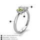4 - Daria 6x4 mm Emerald Cut Diamond and Peridot Side Gallery Work Three Stone Engagement Ring 