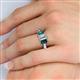 5 - Daria 6x4 mm Emerald Cut Diamond and London Blue Topaz Side Gallery Work Three Stone Engagement Ring 