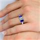 5 - Daria 6x4 mm Emerald Cut Diamond and Blue Sapphire Side Gallery Work Three Stone Engagement Ring 