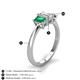 4 - Daria 6x4 mm Emerald Cut Diamond and Emerald Side Gallery Work Three Stone Engagement Ring 