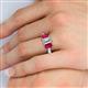 5 - Daria 6x4 mm Emerald Cut Diamond and Ruby Side Gallery Work Three Stone Engagement Ring 