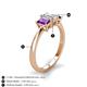 4 - Daria 6x4 mm Emerald Cut Certified Lab Grown Diamond and Amethyst Side Gallery Work Three Stone Engagement Ring 