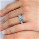 5 - Daria 6x4 mm Emerald Cut Certified Lab Grown Diamond and Blue Topaz Side Gallery Work Three Stone Engagement Ring 