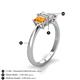 4 - Daria 6x4 mm Emerald Cut Certified Lab Grown Diamond and Citrine Side Gallery Work Three Stone Engagement Ring 