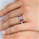 5 - Daria 6x4 mm Emerald Cut Certified Lab Grown Diamond and Rhodolite Garnet Side Gallery Work Three Stone Engagement Ring 