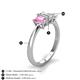 4 - Daria 6x4 mm Emerald Cut Certified Lab Grown Diamond and Pink Sapphire Side Gallery Work Three Stone Engagement Ring 