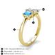 4 - Daria 6x4 mm Emerald Cut Certified Lab Grown Diamond and Blue Topaz Side Gallery Work Three Stone Engagement Ring 