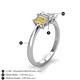 4 - Daria 6x4 mm Emerald Cut Certified Lab Grown Diamond and Yellow Sapphire Side Gallery Work Three Stone Engagement Ring 