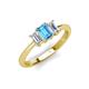 4 - Daria 6x4 mm Emerald Cut Blue Topaz and Diamond Side Gallery Work Three Stone Engagement Ring 
