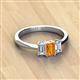 3 - Daria 6x4 mm Emerald Cut Citrine and Diamond Side Gallery Work Three Stone Engagement Ring 
