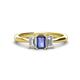 1 - Daria 6x4 mm Emerald Cut Iolite and Diamond Side Gallery Work Three Stone Engagement Ring 