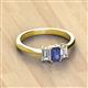 3 - Daria 6x4 mm Emerald Cut Iolite and Diamond Side Gallery Work Three Stone Engagement Ring 