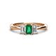 1 - Daria 6x4 mm Emerald Cut Emerald and Diamond Side Gallery Work Three Stone Engagement Ring 