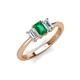 4 - Daria 6x4 mm Emerald Cut Emerald and Diamond Side Gallery Work Three Stone Engagement Ring 