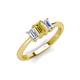 4 - Daria 6x4 mm Emerald Cut Yellow Sapphire and Diamond Side Gallery Work Three Stone Engagement Ring 