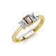 4 - Daria 6x4 mm Emerald Cut Smoky Quartz and Diamond Side Gallery Work Three Stone Engagement Ring 