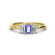 1 - Daria 6x4 mm Emerald Cut Tanzanite and Diamond Side Gallery Work Three Stone Engagement Ring 