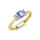 4 - Daria 6x4 mm Emerald Cut Tanzanite and Diamond Side Gallery Work Three Stone Engagement Ring 