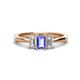 1 - Daria 6x4 mm Emerald Cut Tanzanite and Diamond Side Gallery Work Three Stone Engagement Ring 
