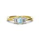 1 - Daria 6x4 mm Emerald Cut Aquamarine and Diamond Side Gallery Work Three Stone Engagement Ring 