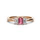 1 - Daria 6x4 mm Emerald Cut Pink Tourmaline and Diamond Side Gallery Work Three Stone Engagement Ring 