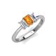 4 - Daria 6x4 mm Emerald Cut Citrine and Diamond Side Gallery Work Three Stone Engagement Ring 